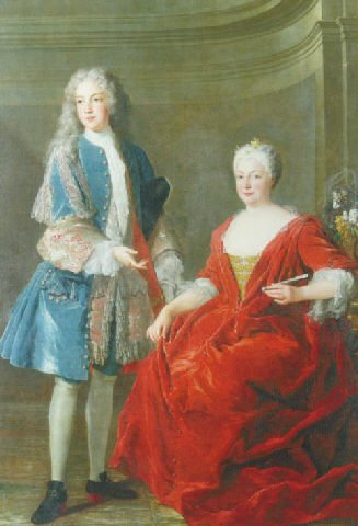 Portrait of a noble lady and young man, Probably the Duchess of Lorraine and her son 1722