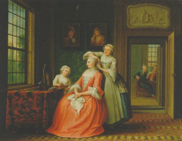 A lady at her toilet in an interior 1762