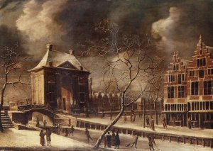 A View of the Regulierspoort, Amsterdam, in winter