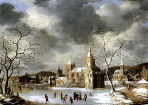 A View of the Regulierspoort, Amsterdam, in winter