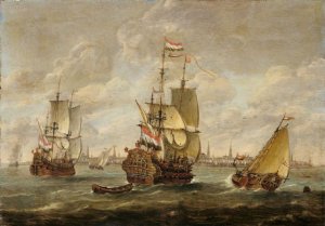 Hollandische Kriegsschiffe vor Amsterdam