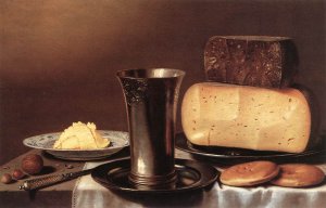 Still-life with Glass, Cheese, Butter and Cake