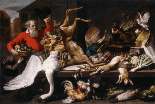 Still Life with Dead Game, Fruits, and Vegetables in a Market 1614