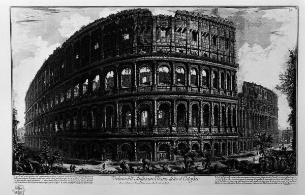 Plate XCVII-VIII View of the Flavian Amphitheatre, known as the Colosseum from Vedute, first published in 1756, pub. by E and F.N. Spon Ltd., 1900