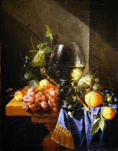 Still life with wine and grapes