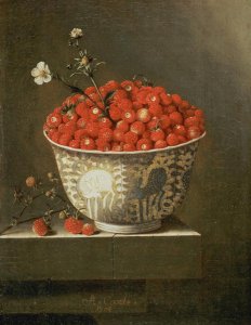 Still Life with Wild Strawberries in a Chinese Bowl