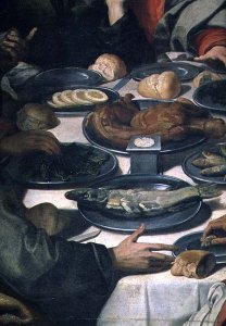 The Last Supper, detail of the food (detail)