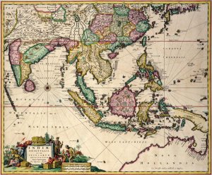 General map extending from India and Ceylon to northwestern Australia by way of southern Japan, the Philippines, the Malay Peninsula and the Indonesian archipelago