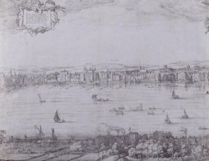 Panorama of London and the Thames, part one showing from Whitehall to Blackfriars, c.1600