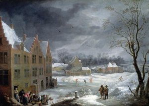 Winter Scene with a Man Killing a Pig