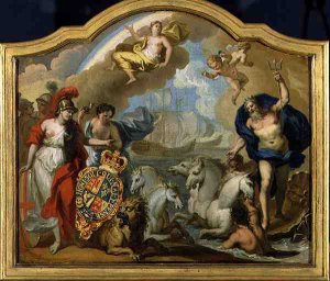 Allegory of the Power of Great Britain by Sea, design for a decorative panel for George Is ceremonial coach, c.1720