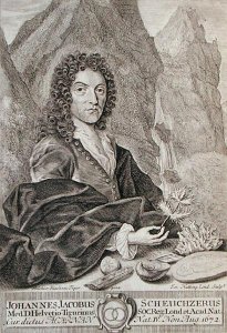 Portrait of Johann Jacob Scheuchzeri, frontispiece to Itinera Alpina by Scheuchzeri, engraved by Joseph Nutting c.1660-1722 published 1706