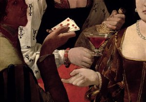 The Cheat with the Ace of Diamonds, detail of the players, c.1635-40