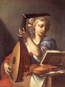 Personification of Music A Young Woman Playing a Lute