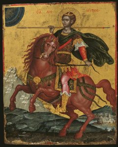 Icon of St Demetrios on Horseback, 1672