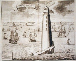 The Eddystone Lighthouse, engraved by Hendrick Hulsbergh, 1713