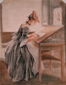 A Lady Copying at a Drawing Table, c.1760-70