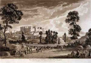 Part of the Town and Castle of Ludlow in Shropshire, engraved by the artist, published by P. Sandby, 1779