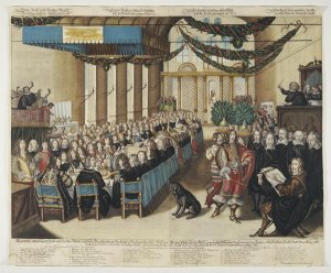 Feast on the Occasion of the Nuremberg Peace Process in the City Hall, 25 September 1649, engraved by Wolfgang Kilian, after 25 September 1649