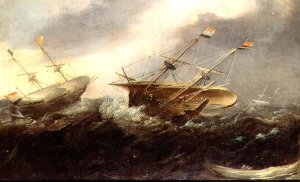 Dutch men-of-war in a gale