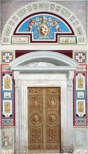 Doorway to the Raphael Loggia at the Vatican, from Delle Loggie di Rafaele nel Vaticano, engraved by Giovanni Ottaviani c.1735-1808, published c.1772-77 2