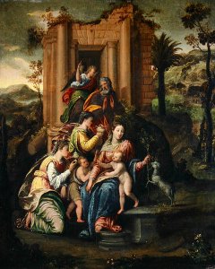 The Holy Family surrounded by Saints