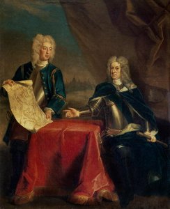 Duke of Marlborough discussing plans for the Siege of Bouchain with his Chief Engineer, Colonel Armstrong