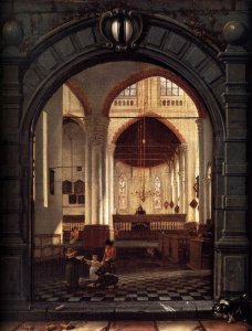 Interior of the Oude Kerk, Delft, Seen through a Stone Archway 1653