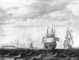 A Dutch Squadron on the Sont, near Castle Kronburg 1640s