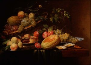 Still Life of Fruit, Oysters and a Pie