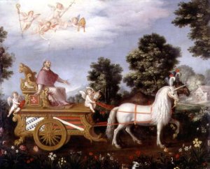 St Carlo Borremeo 1538-84 enthroned on a triumphal chariot