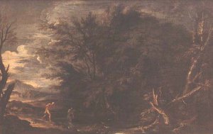 Landscape with Mercury and the Dishonest Woodman, c.1650