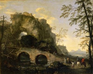 Landscape with a dilapidated bridge