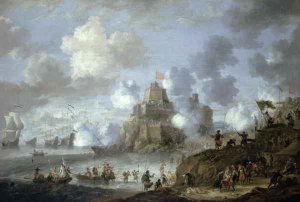 Mediterranean Castle under Siege from the Turks