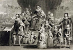 His Majesty James I and his Royal Progeny together with the Family of the King of Bohemia, engraved by Charles Turner 1773-1857, 1814