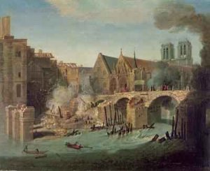 The Burning of the Petit Pont in 1718