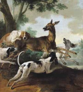 A Deer Chased by Dogs, 1725