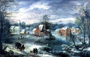 Village Landscape in Winter