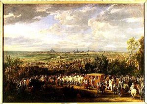 The Entry of Louis XIV 1638-1715 and Marie-Therese 1638-83 of Austria in to Arras 30th July 1667 1685