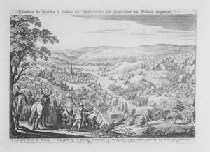 Battle of Wiesloch between the protestant Swedish and the catholic imperial armies on 16 August 1632 from Theatrum Europaeum Volume II 1637