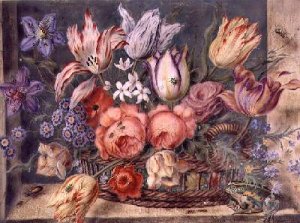 Flowers in a Basket with Frogs and Insects 1634