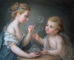 Children blowing bubbles