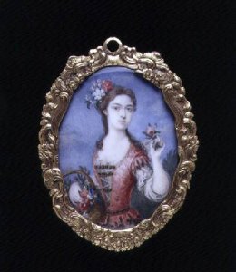 Portrait miniature of an unknown lady as Flora