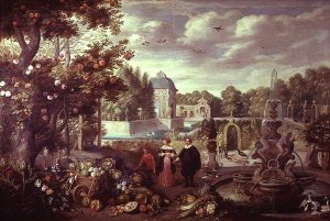 Garden Scene with Fountain