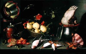 Still Life with Fruit and Cooking Utensils