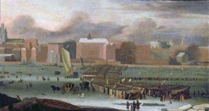 A Frost Fair on the Thames at Temple Stairs