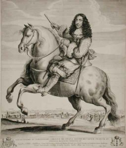 Equestrian Portrait of Charles II 1630-85 with a Landscape