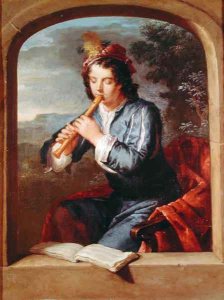 Young Man Playing the Flute