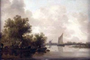 Wooded River Landscape with Fishermen