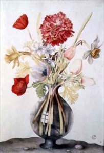 Vase of Flowers with Daffodils Carnations and Anemones